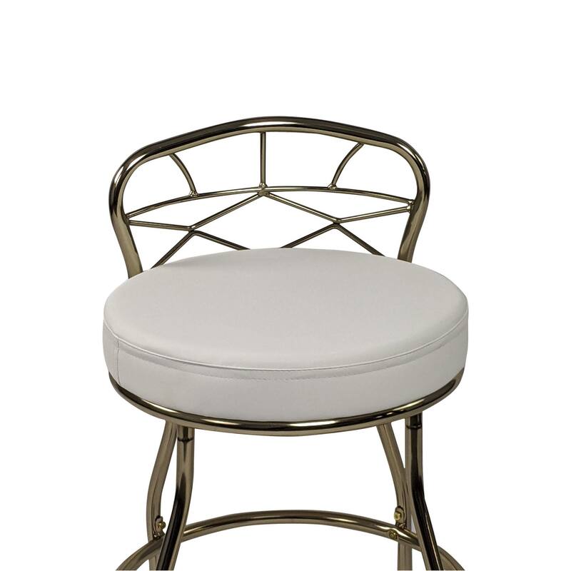 X-Back Vanity Stool with Casters - 27.5" - White and Gold