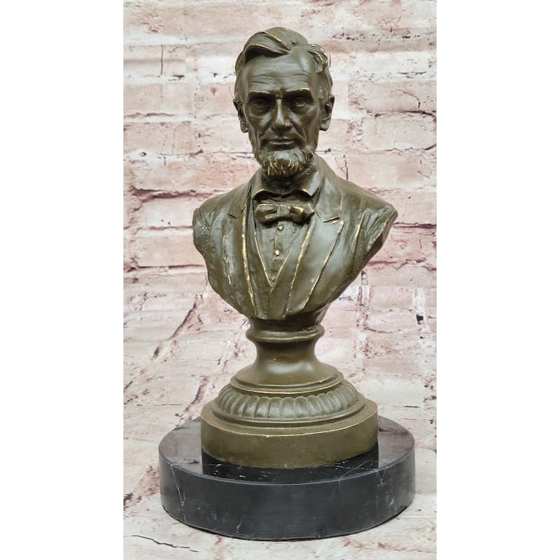 Abraham Lincoln ial Bronze Bust Sculpture Statue On Marble Base
