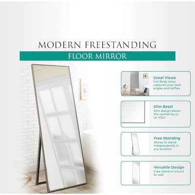 Modern Full Length Mirror, Large Freestanding Floor/Wall Mirror, Full Body Dressing Mirror for Bedroom, Living Room, Silver