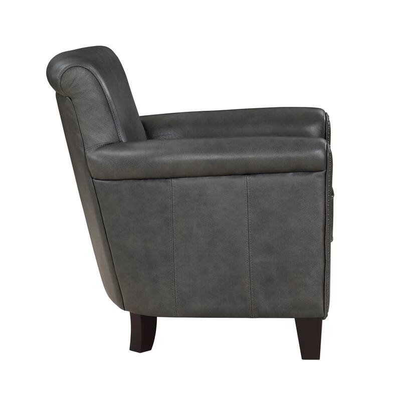 Raya Leather Upholstered Arm Accent Chair