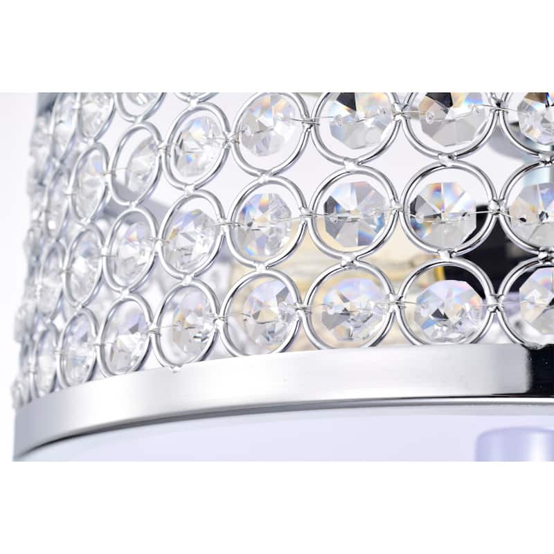 Eudocia 13 Inch Modern Drum Crystal Ceiling Lighted Pendant Chandelier Chrome Finish 2-Light - N/A