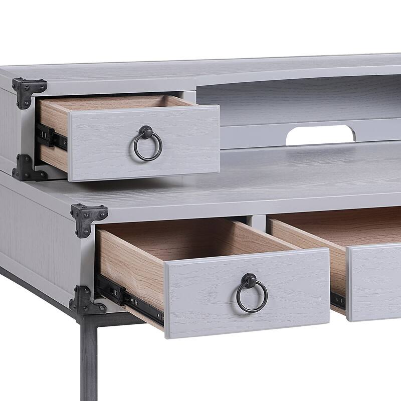 Sophisticated Wooden Writing Desk with Efficient Drawer System for Productive Workspace