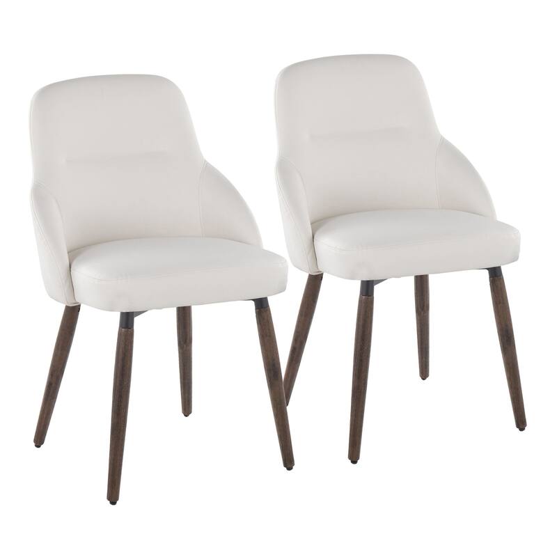 Carson Carrington Yvette Upholstered Chair with Dark Walnut Bent Wood Legs (Set of 2) - White