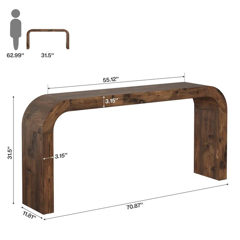 Solid Wood Console Table, 70.87-Inch Farmhouse Sofa Table