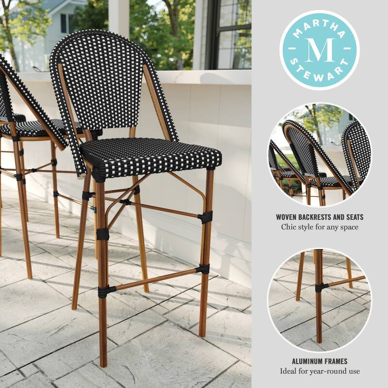 Martha Stewart 2PK All-Weather Stackable Patio Bistro Bar Stools - 18.5"W x 23.25"D x 45.75"H