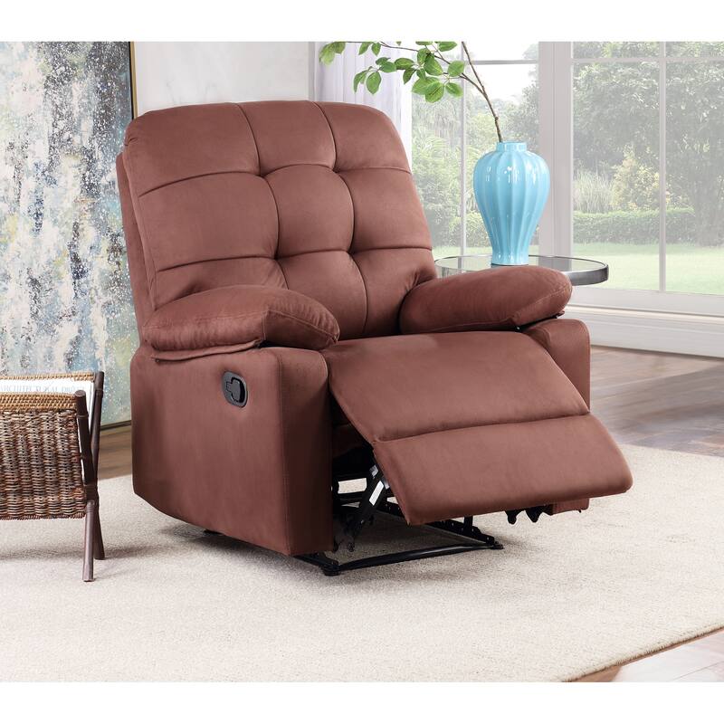 Contemporary Plush Microfiber Motion Recliner Chair with Manual Motion, Plush Armrest