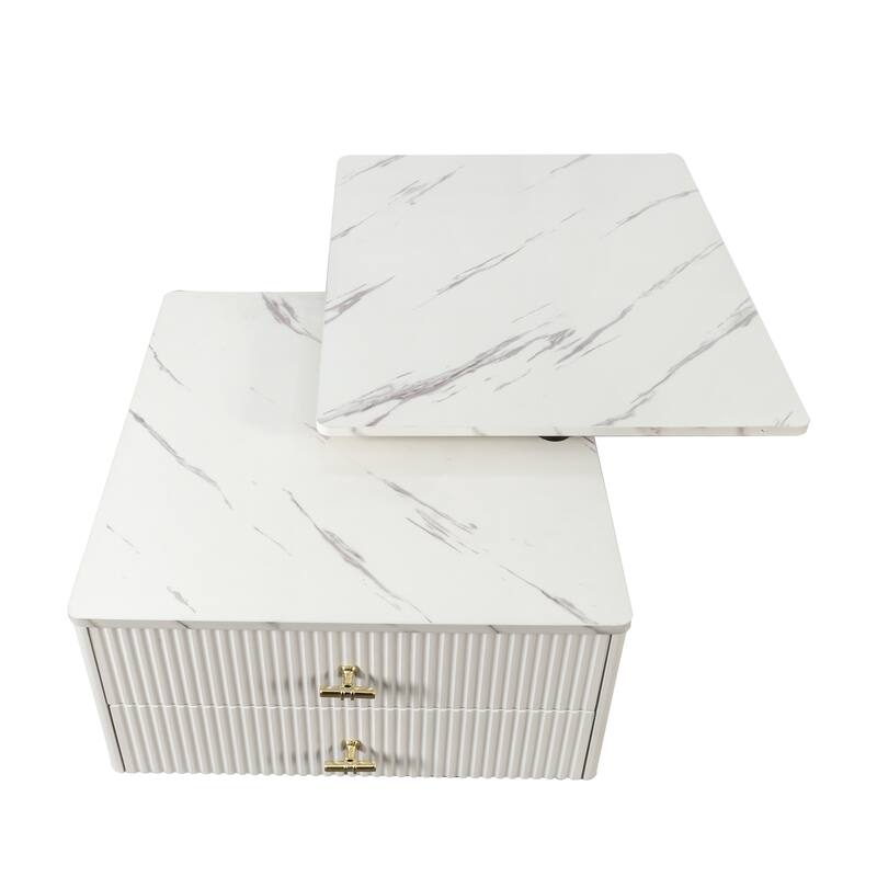 GDF Studio - Gege Modern Extendable Coffee Table with Storage Drawers, Swivel Top, and Wheels