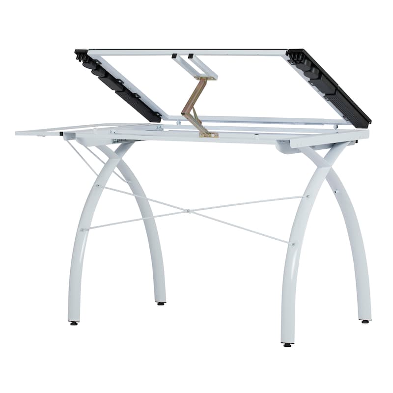 Studio Designs Futura Glass Top Drafting Table with Folding Shelf