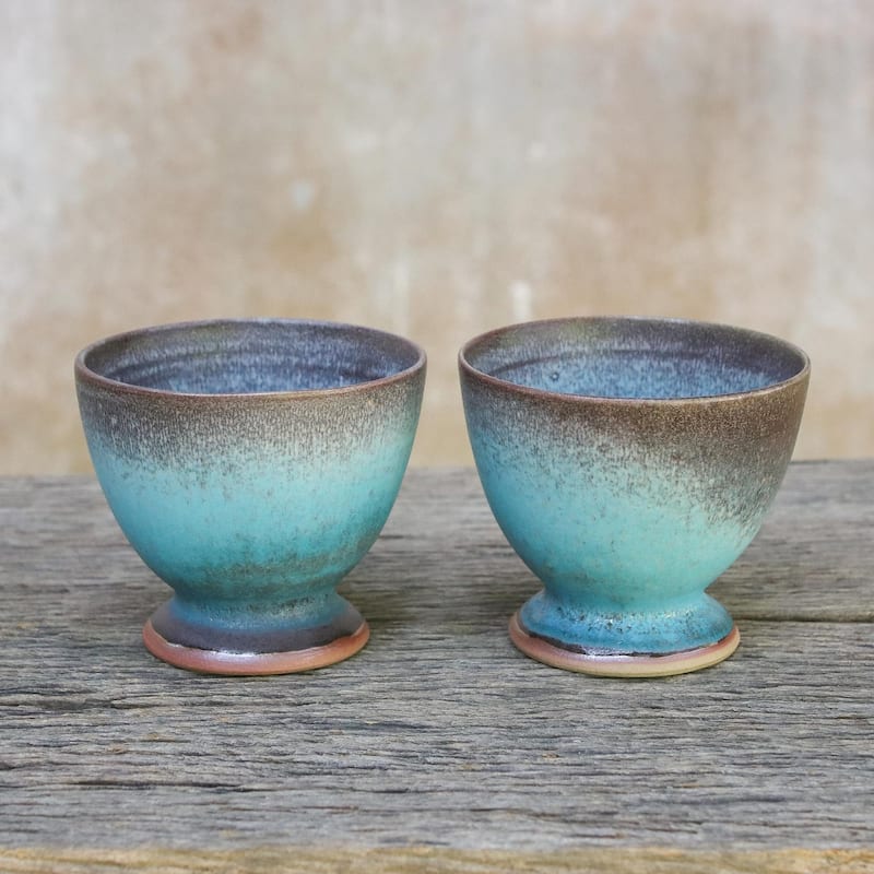 Novica Handmade Serene Seas Ceramic Teacups (Pair)