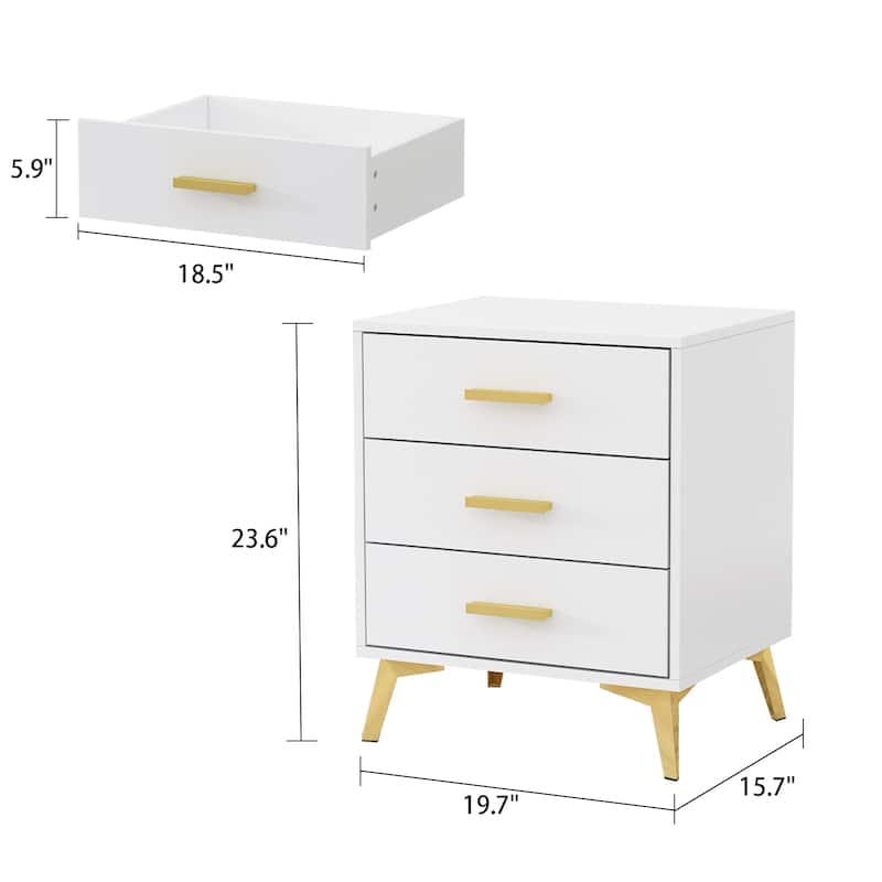 23.6'' Tall 3 - Drawer Nightstand End Table Beside Table Spray Paint