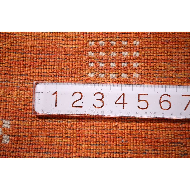 Striped Gabbeh Indian Area Rug Handmade Oriental Beige Wool Carpet - 8'4" x 9'8"