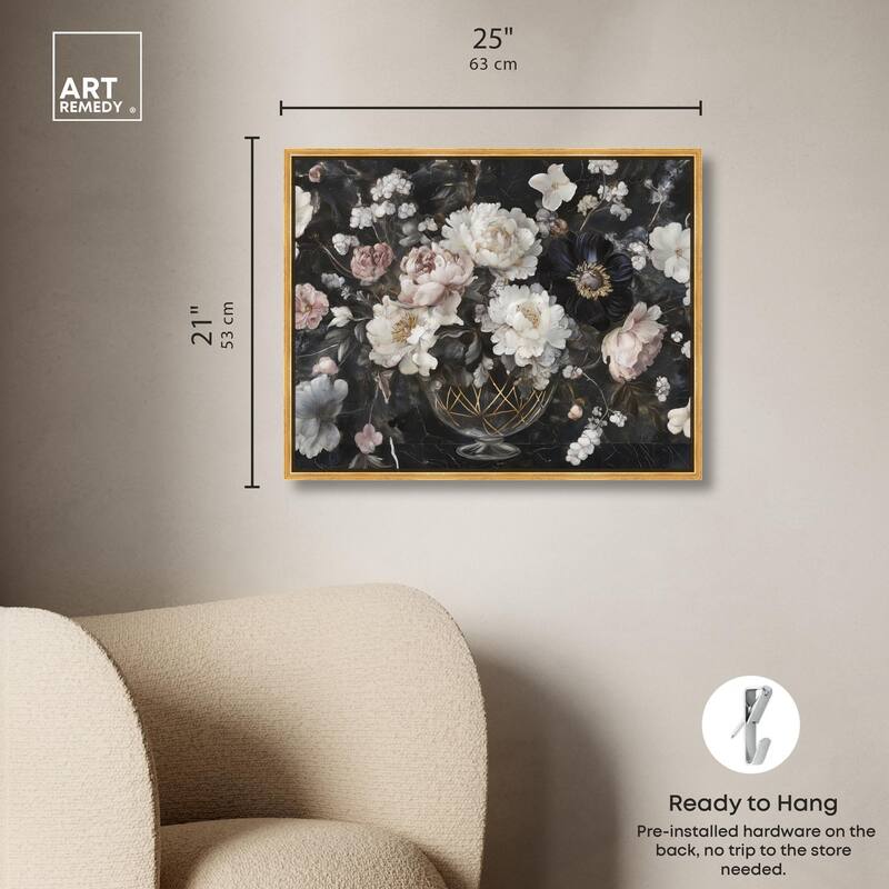 Peonies in Glass Vase Canvas by Art Remedy