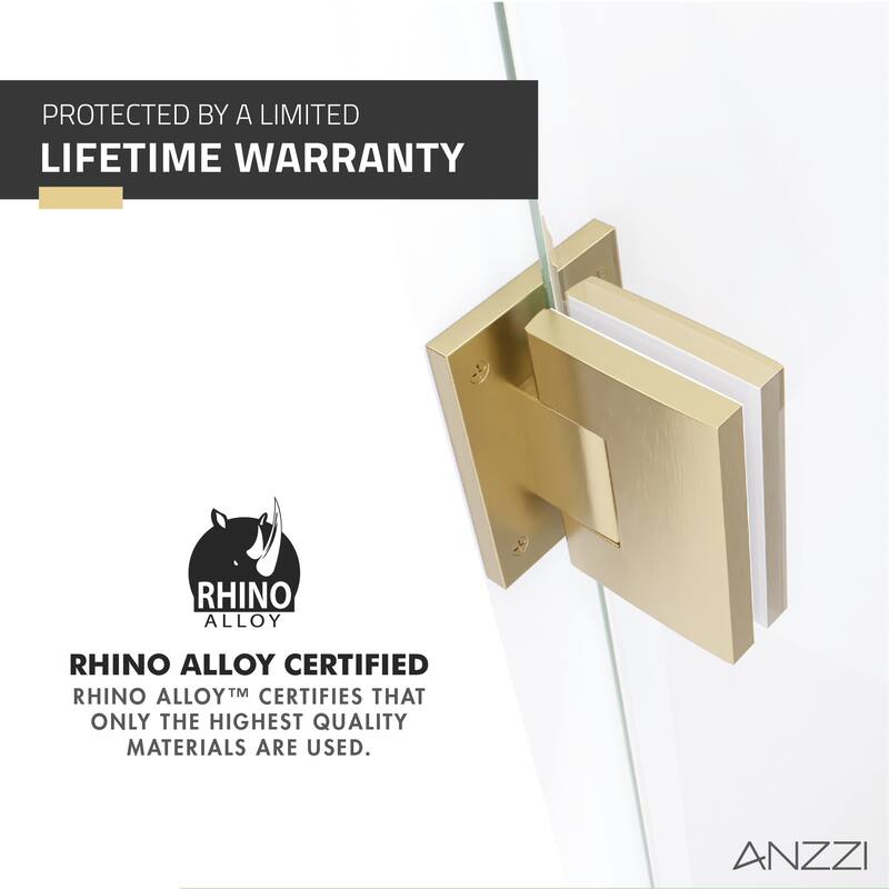 ANZZI Fellow 24" x 70" Frameless Hinged Shower Door in Brushed Gold