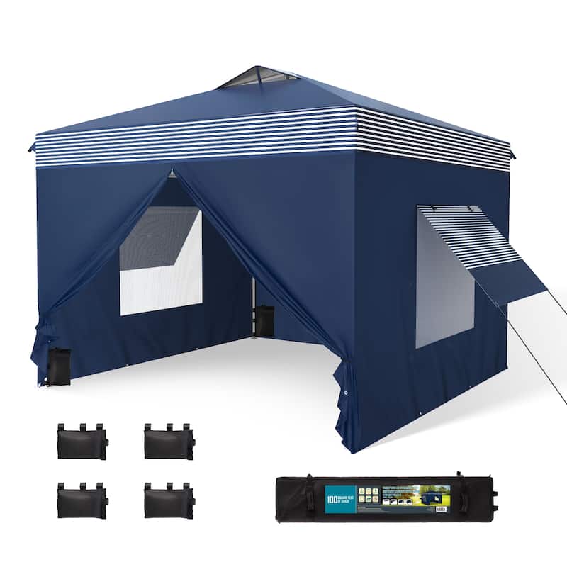 10' x 10' Pop Up Outdoor Canopy Tent Commercial Instant Reinforce Canopies with Wheeled Carry Bag