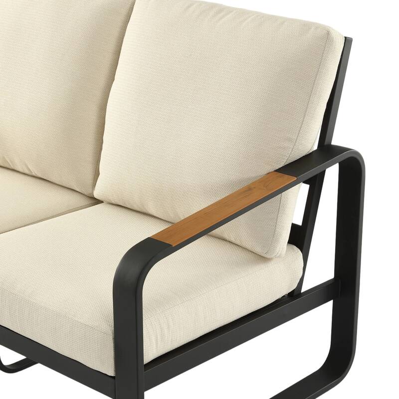 Outdoor Patio Sofa with Removable Cushions, Weather-Resistant