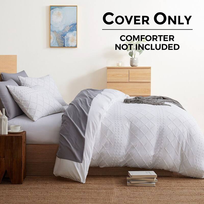Nestl Boho Tufted Embroidery Double Brushed Duvet Cover with Button Closure