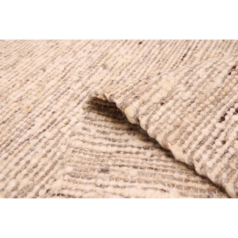 ECARPETGALLERY Braid weave Sienna Cream, Taupe Wool Kilim - 8'0 x 10'0