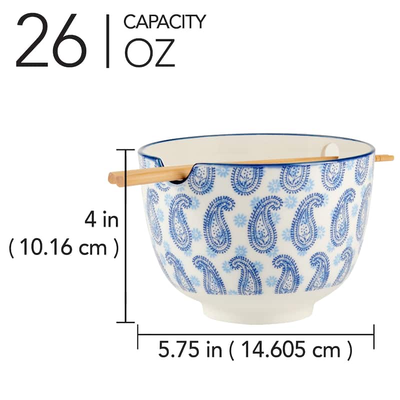 Certified International Carnival Blue Set of 2 Ramen Bowl 2 asst. - 5.75" Diam x 4"