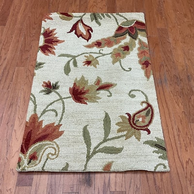 HERAT ORIENTAL Handmade Floral Wool Rug - 2'6" x 4'