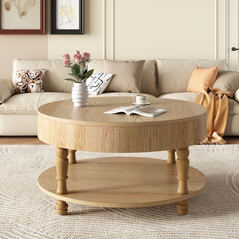 GDF Studio - Modern Solid Wood Storage Coffee Table with Hidden Compartment