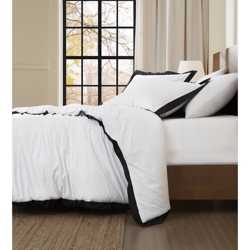 Brooklyn Loom Cotton Hotel Border 3 Piece Comforter Set