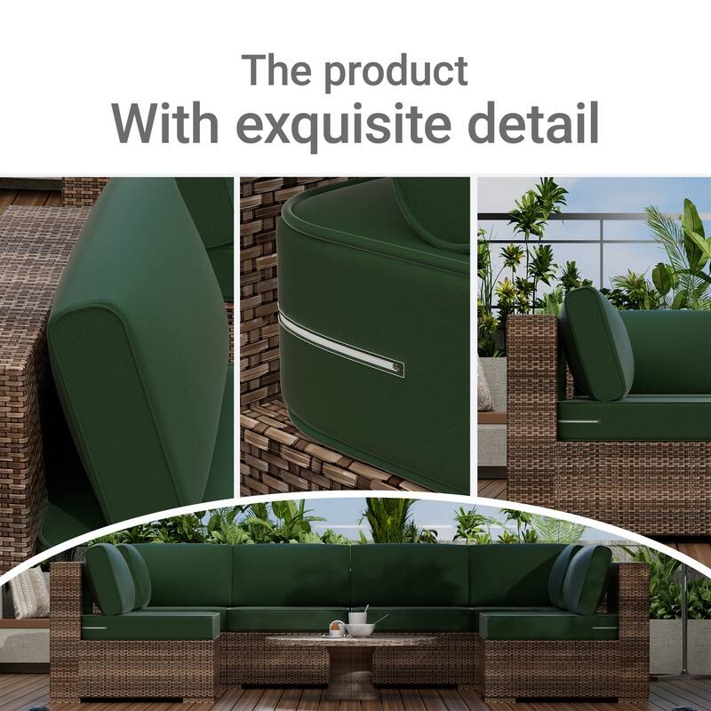 14-Piece Patio Furniture Sofa Cushions, 6-Seater Outdoor Cushion Set (Only Include Cusions，Not Sofa） - 25.6*25.6*4in