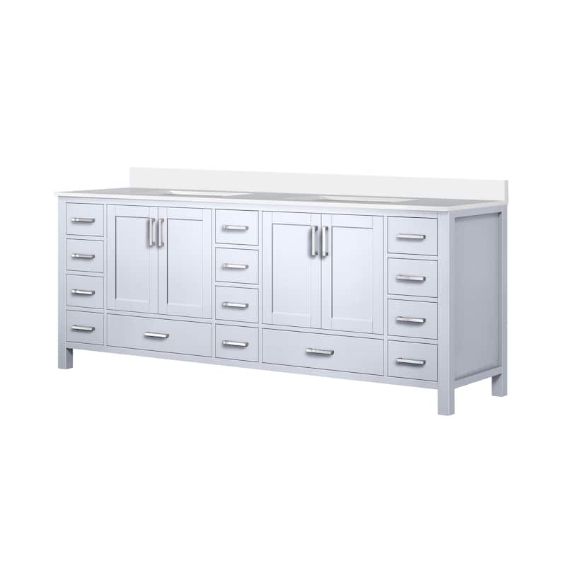 Jacques 84 in. W x 22 in. D White Double Bath Vanity and White Quartz Top
