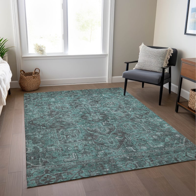 Machine Washable Indoor/ Outdoor Traditional Persian Chantille Rug