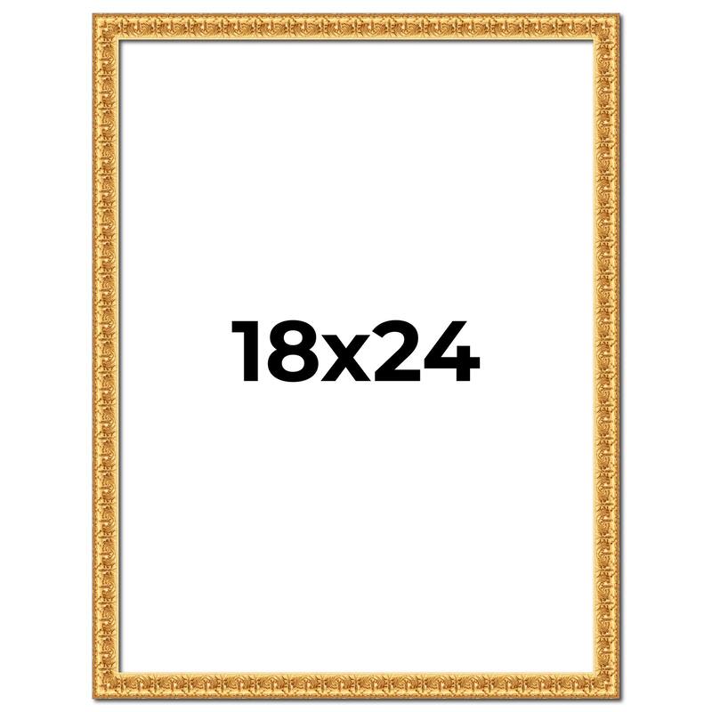 18x24 Frame Gold Real Wood Picture Frame Width 1 inches | Interior