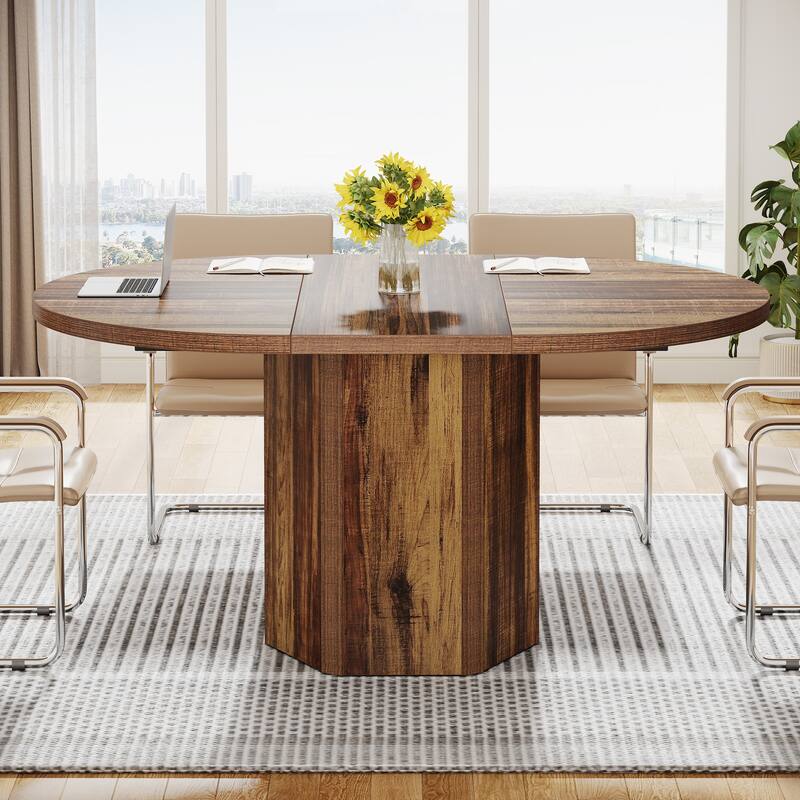 Oval Conference Table, 55.12 L x 39.37 W x 29.53 H Inches Small Meeting Table Seminar Table for 6 People