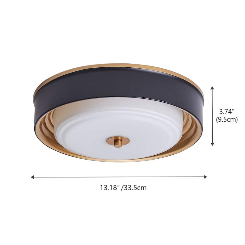 Vintage Black 2-Light Drum Shape Flush Mount Ceiling Lamp
