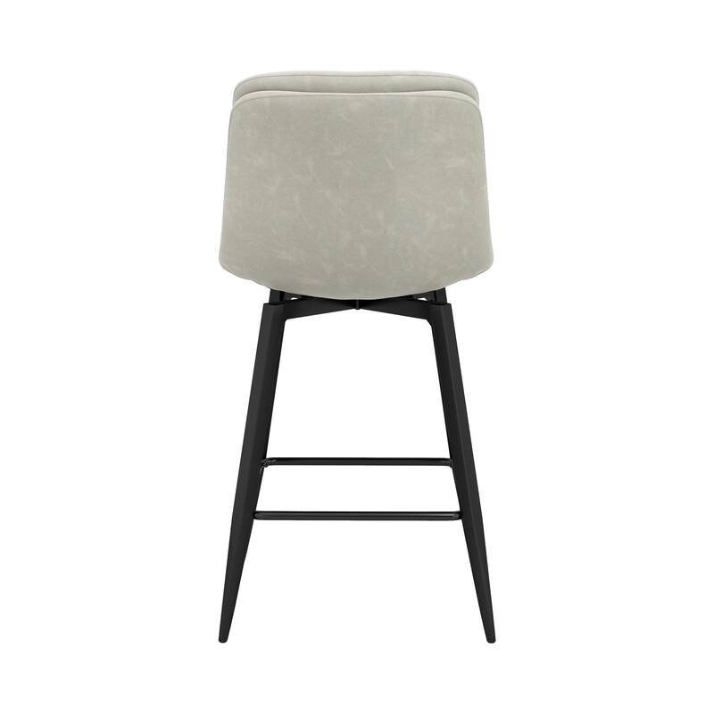 Upholstered Faux Leather Bar Stools with Back and Metal Legs Set of 2/3/4, 26" H Seat Height, 360° Swivel Bar Stools Brown