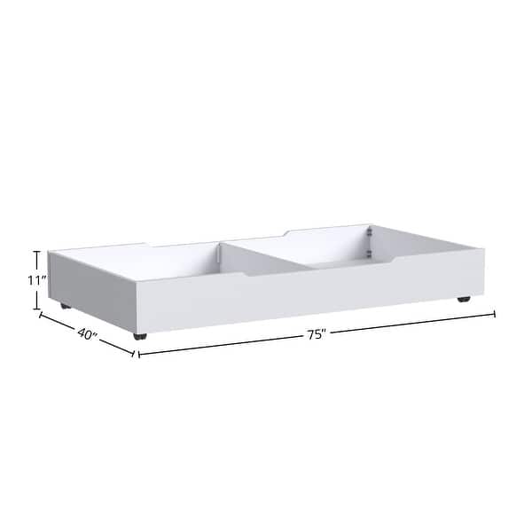 Rowan 75" Wide Modern Style Trundle, Ash Linen White