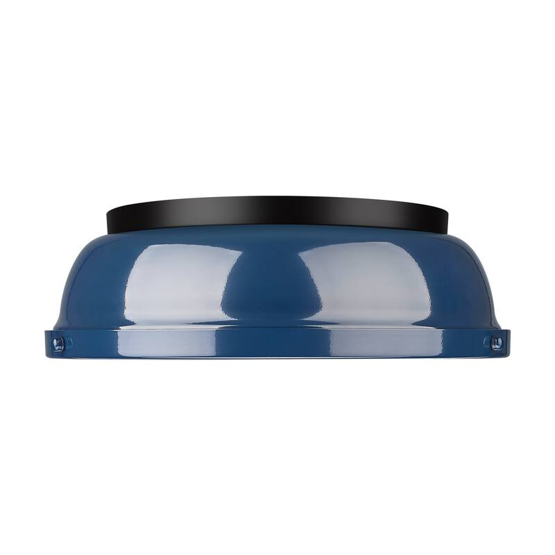 Yep by Golden Lighting Duncan 2-light Flush Mount in Matte Black and Navy Blue shade