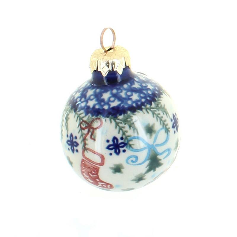 Blue Rose Polish Pottery Vena Small Christmas Ball