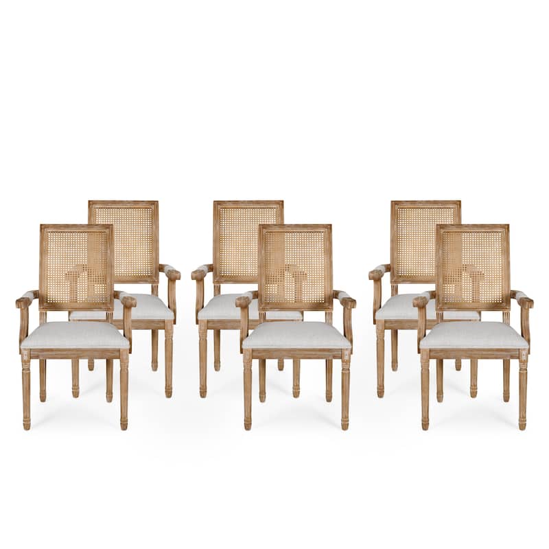 Maria Wood and Cane Upholstered Dining Chair by Christopher Knight Home - 23.75" L x 23.75" W x 39.75" H