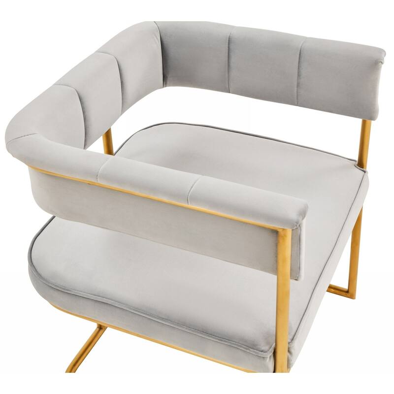 Modrest Bavaria Modern Light Grey Fabric And Gold Dining Chair