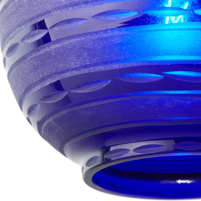 Hayley River of Goods Black Metal and Blue Blown Glass 9.5-Inch Pendant Light with Adjustable Hanging Cord - 9.5" x 9.5" x 64"