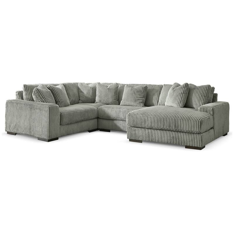 Signature Design by Ashley Lindyn 4-Piece Sectional with Chaise - 133"W x 92"D x 38"H - Grey - Left Facing