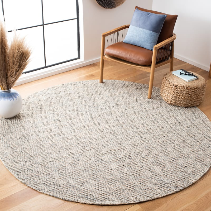 SAFAVIEH Natura Rimah Handmade Wool Area Rug - 7' Round - Camel/Grey - Round