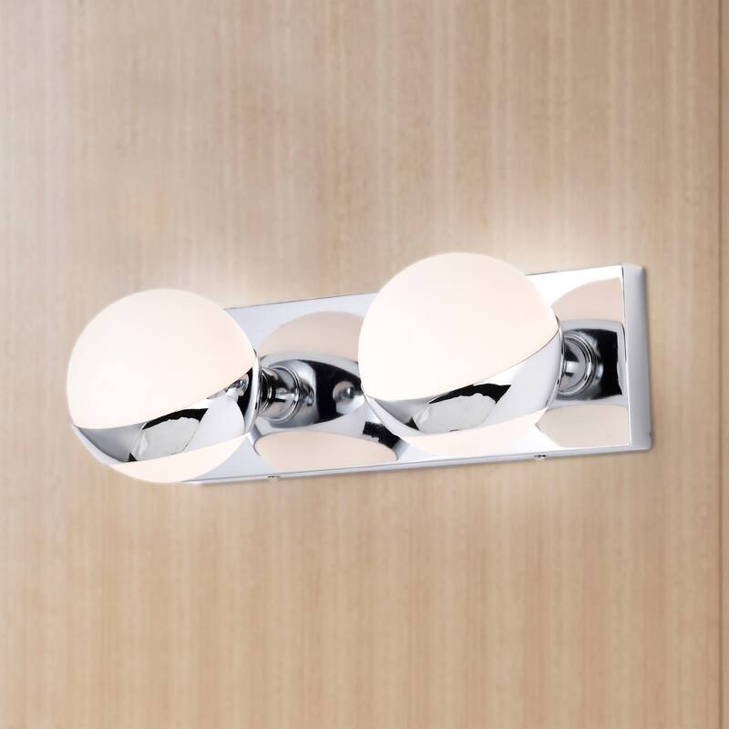 Duo 14 Inch Gold Finish Orb Opaque Glass Wall Sconces 2 Light