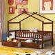 preview thumbnail 18 of 28, Twin House Bed with 2 Storage Drawers,Rails and Roof for Kids