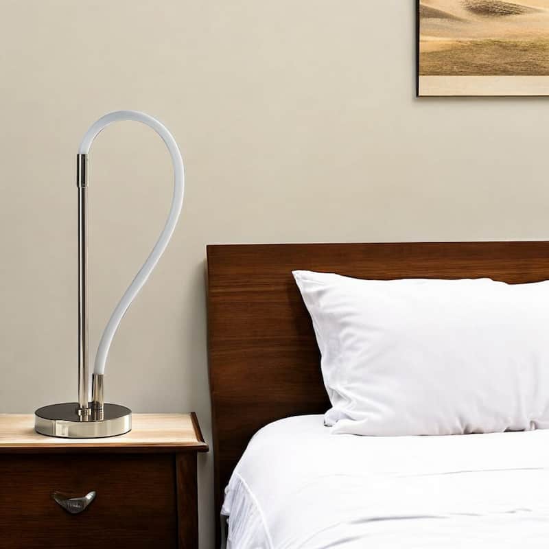 21" Modern Warm White LED Table Lamp with Metal Base and Corded In-Line Switch for Bedroom - 20.5"H x 6"W x 9.5"D