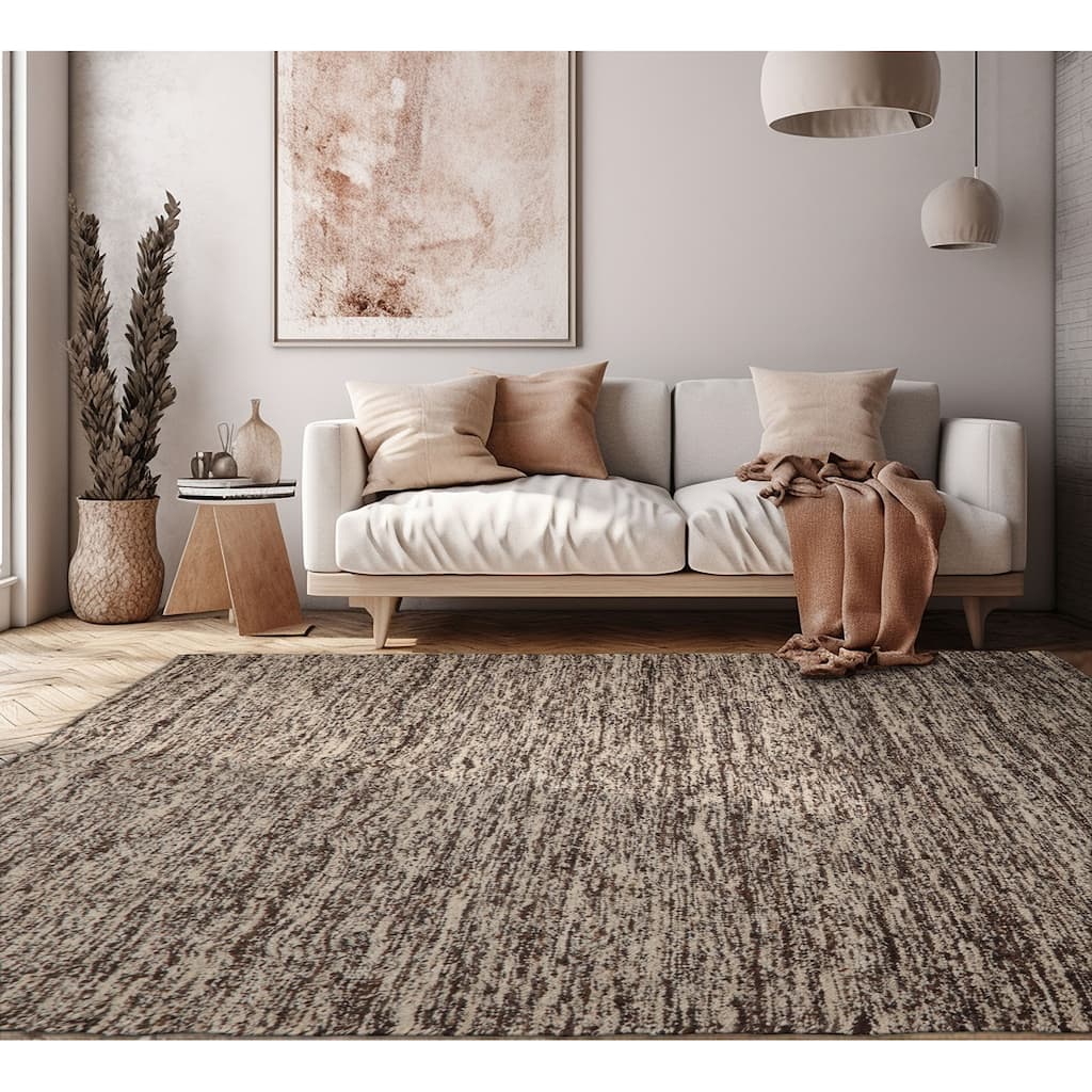 LoomBloom Beige Flatweave Oriental Rug with Hand Woven 100% Wool - 9' 6'' x 11' 7''