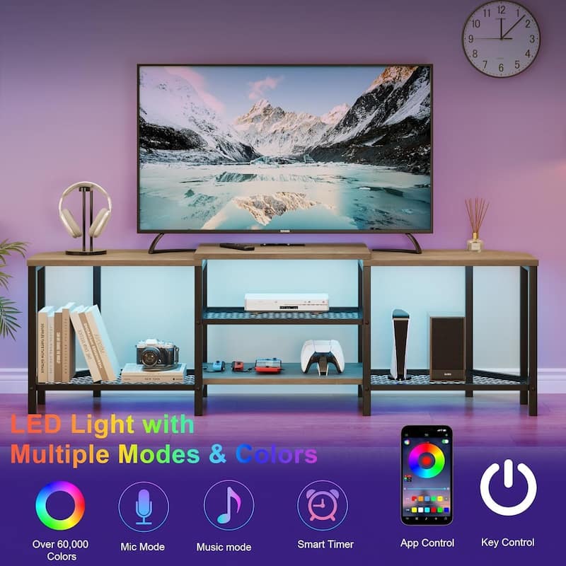 Modern 67 Inch TV Stand with LED Lights and Power Outlets for Living Room, Bedroom - N/A