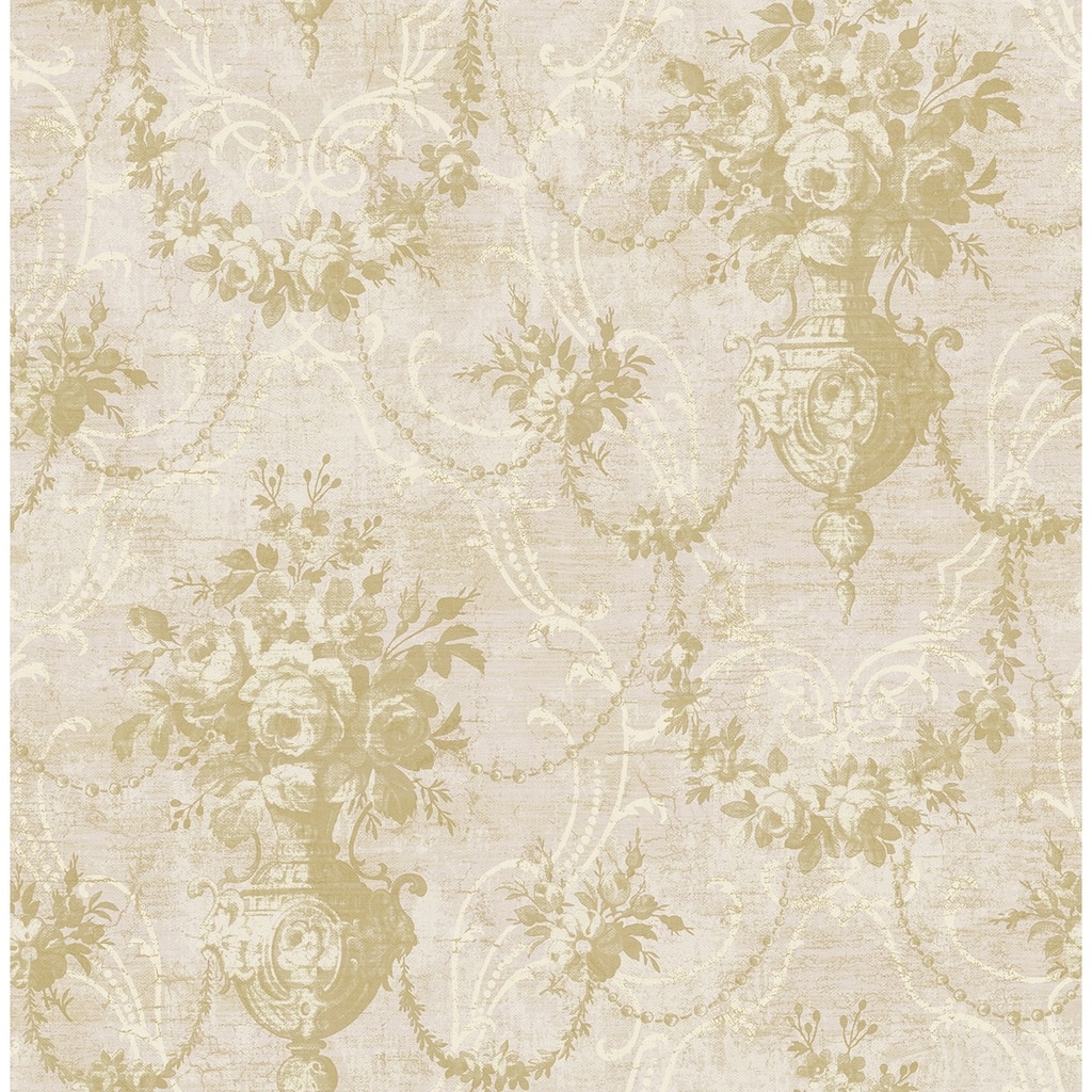 Seabrook Designs Donnington Floral Chandelier Unpasted Wallpaper