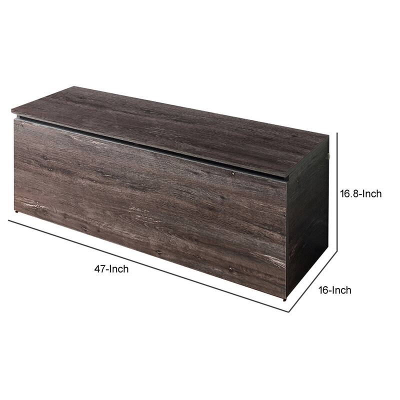 Lean Storage Bench Chest with Safety Hinges, Lift Top, Farmhouse Gray Wood