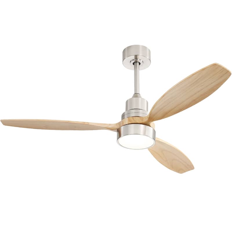 Sofucor 52-inch Solid Wood Ceiling Fan with LED Light,Remote Control Included,Reversible,Quiet and Powerful