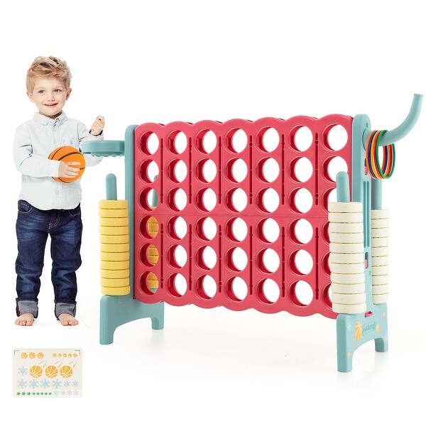 slide 2 of 14, Costway Jumbo 4-to-Score 4 in A Row Giant Game Set with Stickers for - See Details Red & Blue