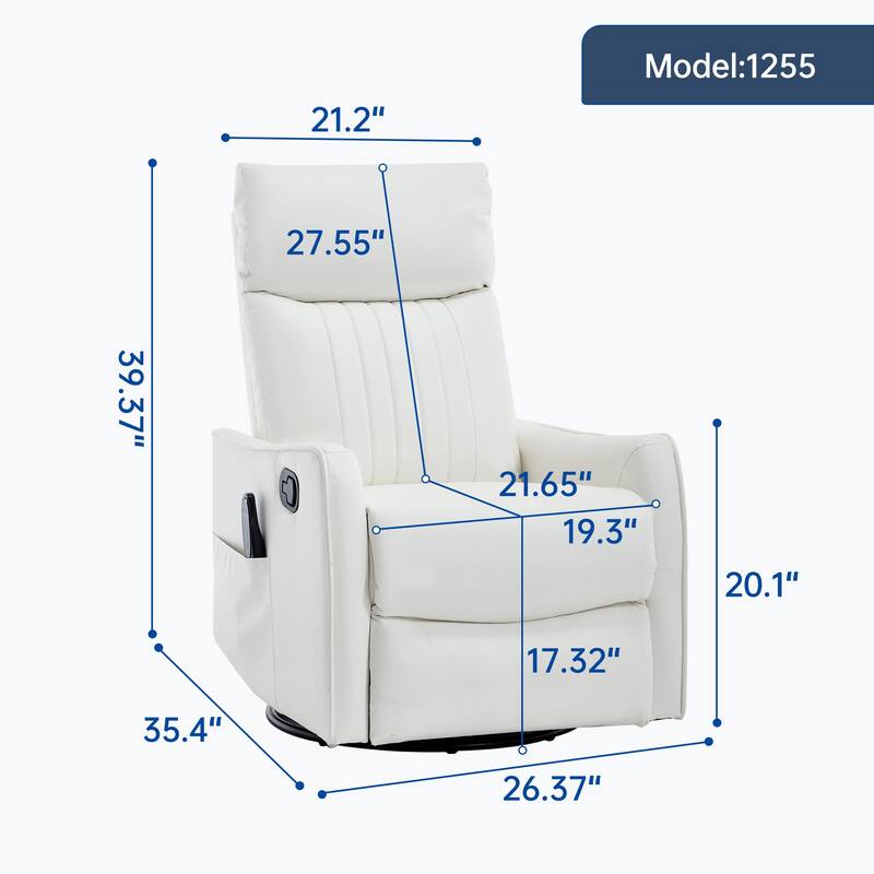 Manual Recliner Chair with Heat & Massage, Ergonomic Single Sofa Chair, Swivel Glider Rocker Chair with Side Pocket